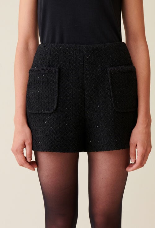 claudie Short tweed noir droit pour femme