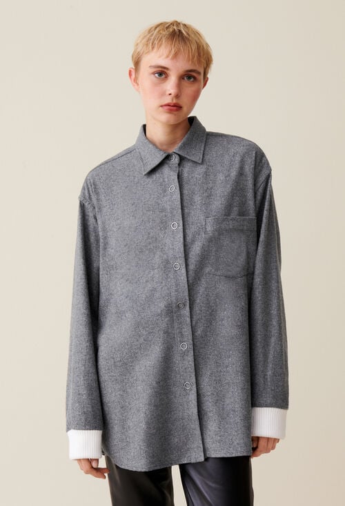 Claudie Surchemise Oversize Gris Pour Femme
