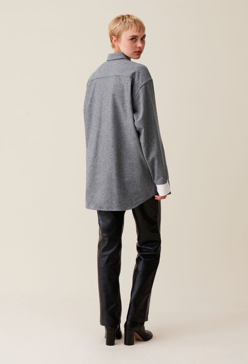 Claudie Surchemise Oversize Gris Pour Femme