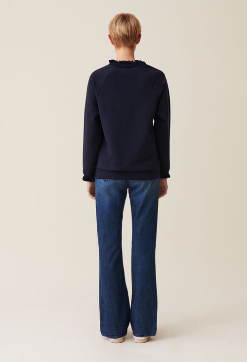 Claudie Sweatshirt Col Boutons Marine Pour Femme