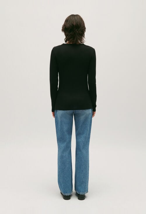 Claudie T-shirt Laine Noir Pour Femme