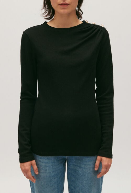 Claudie T-shirt Laine Noir Pour Femme