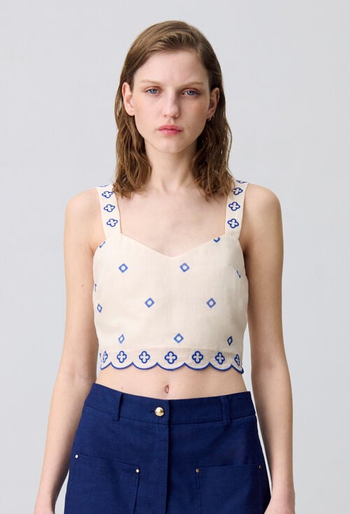 Claudie Top à Bretelles Brodé Pour Femme