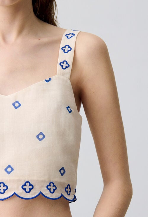 Claudie Top à Bretelles Brodé Pour Femme