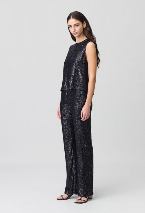 Claudie Top à Sequins Noir Pour Femme