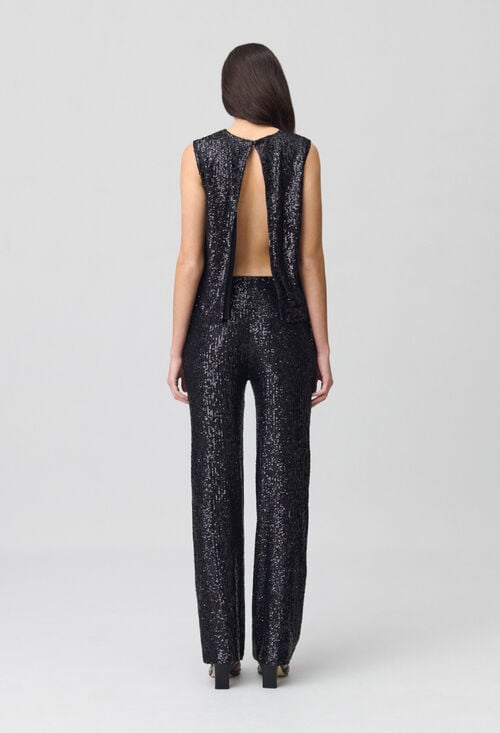 Claudie Top à Sequins Noir Pour Femme