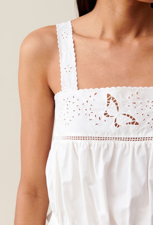 Claudie Top Brodé Col Carré Pour Femme