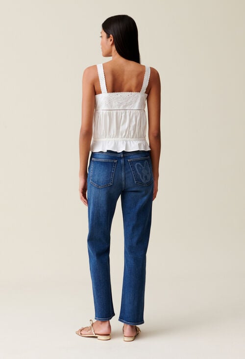 Claudie Top Brodé Col Carré Pour Femme