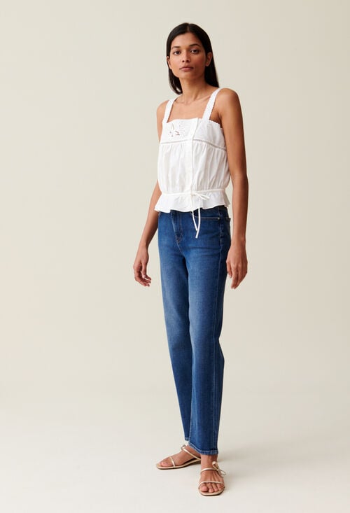 claudie Top brodé col carré pour femme