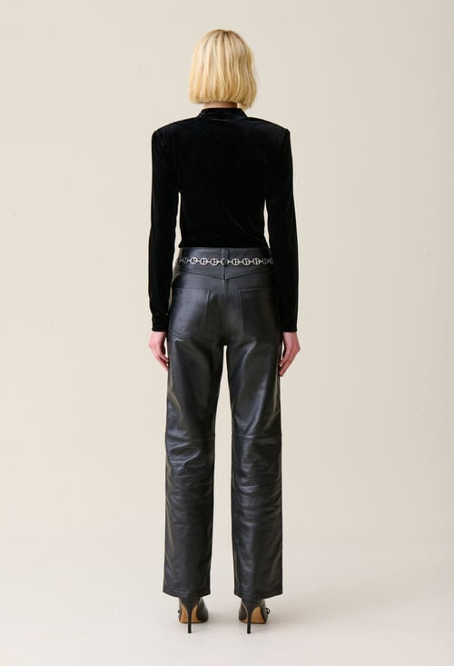 Claudie Top Cintré Velours Noir Pour Femme