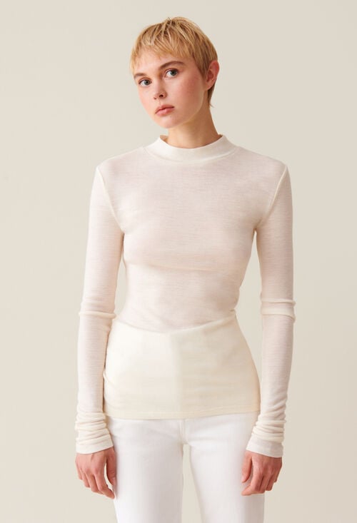 Claudie Top Col Montant Laine Pour Femme