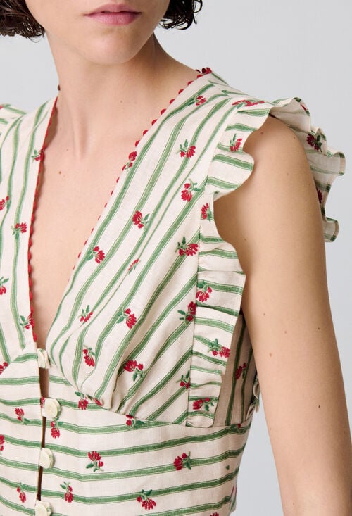 Claudie Top Court Volanté Imprimé Pour Femme