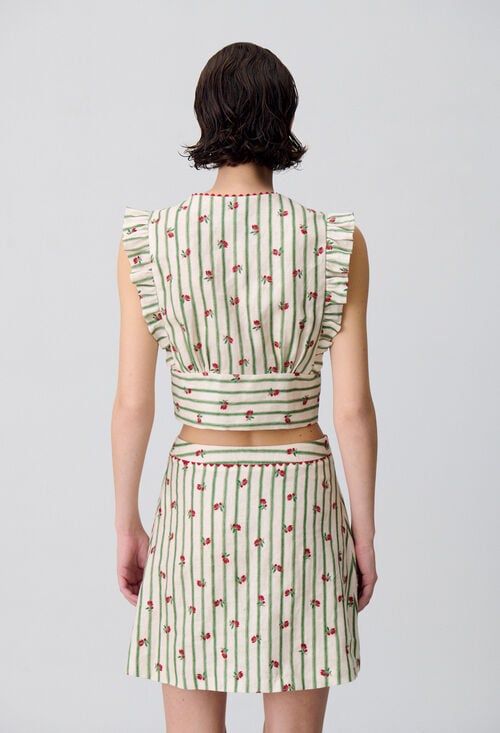 Claudie Top Court Volanté Imprimé Pour Femme