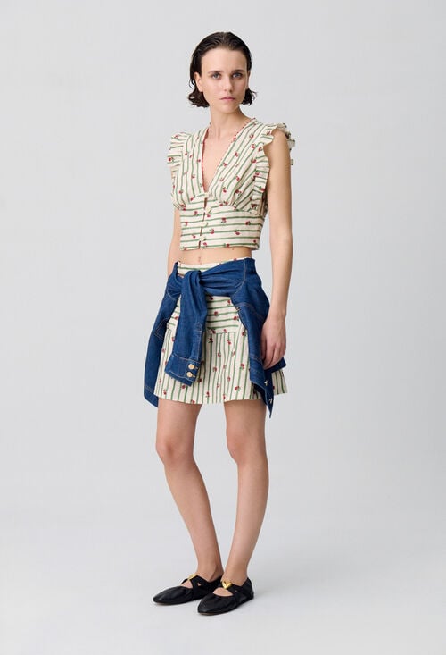 claudie Top court volanté imprimé pour femme