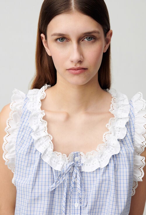 Claudie Top Dentelle à Carreaux Pour Femme