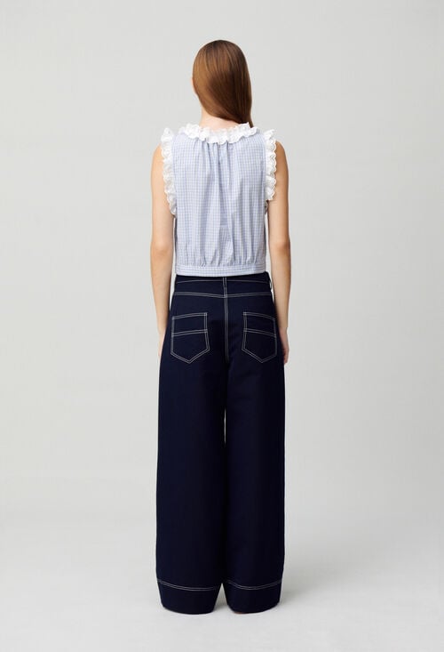 Claudie Top Dentelle à Carreaux Pour Femme