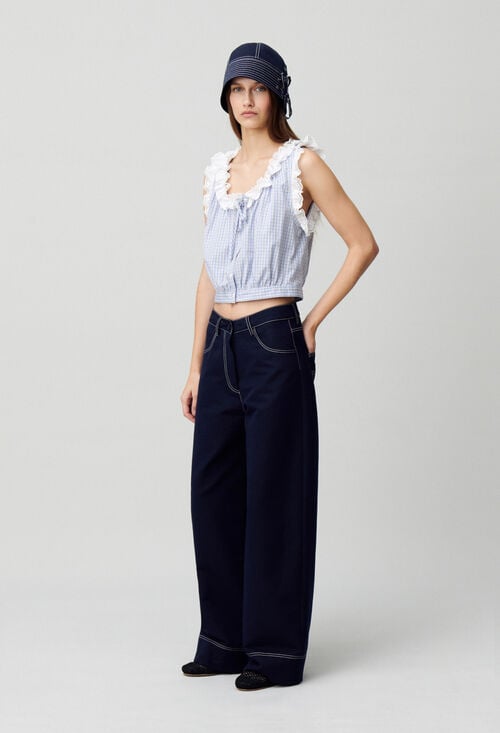 claudie Top dentelle à carreaux pour femme