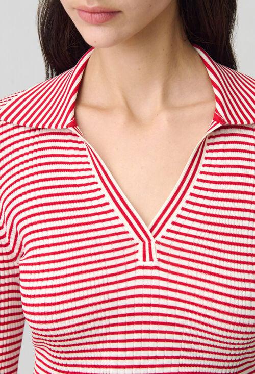 Claudie Top Maille Fine Rayé Volants Pour Femme