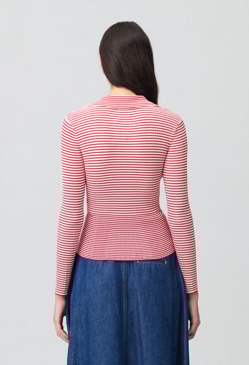 Claudie Top Maille Fine Rayé Volants Pour Femme