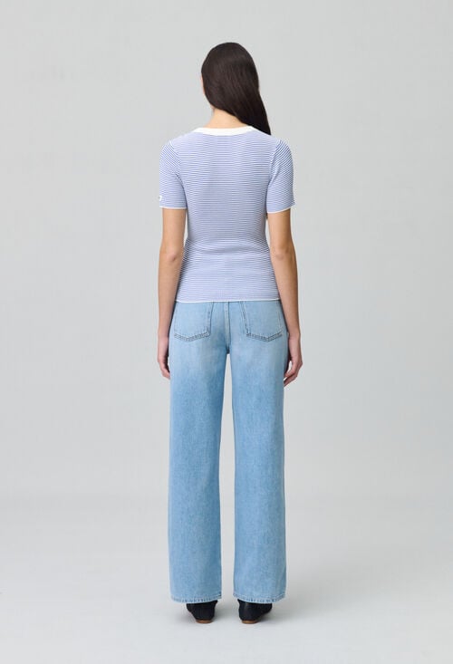 Claudie Top Marinière Maille Fine Pour Femme