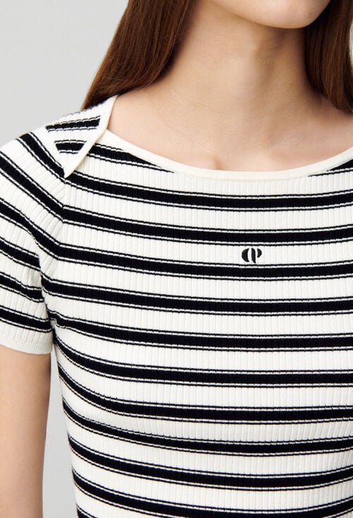 Claudie Top Marinière Maille Fine Pour Femme