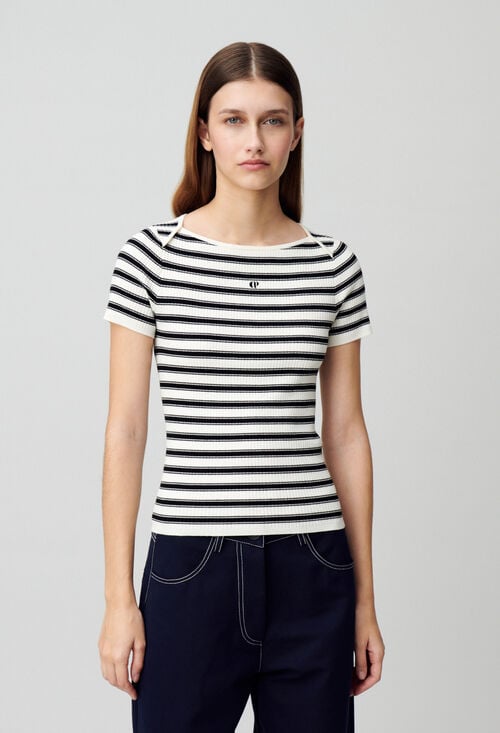 Claudie Top Marinière Maille Fine Pour Femme