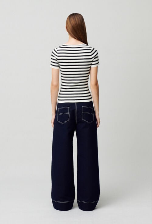 Claudie Top Marinière Maille Fine Pour Femme