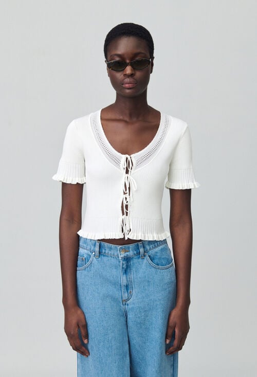 Claudie Top Noeuds Maille Fine Pour Femme