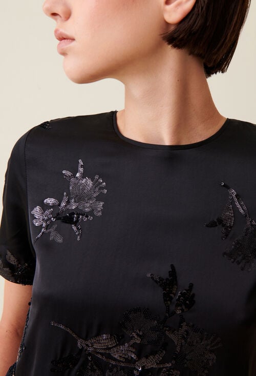 Claudie Top Noir Sequins Brodés Pour Femme