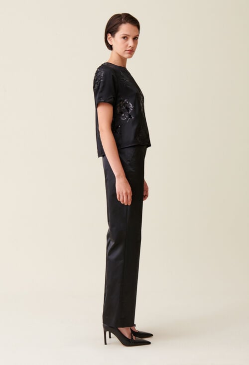 Claudie Top Noir Sequins Brodés Pour Femme