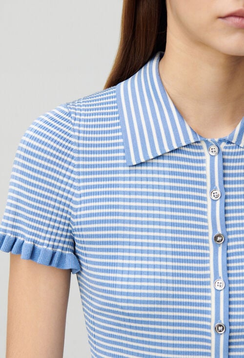 Claudie Top Polo Rayures Boutonné Pour Femme