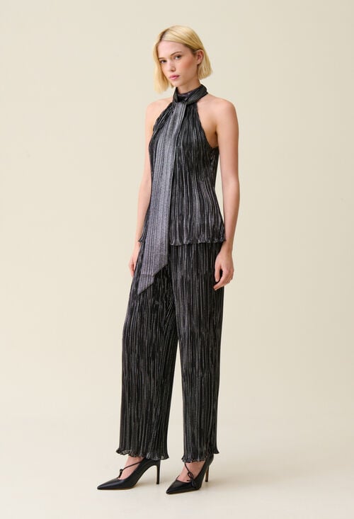 Claudie Top Sans Manches Plissé Argenté Pour Femme