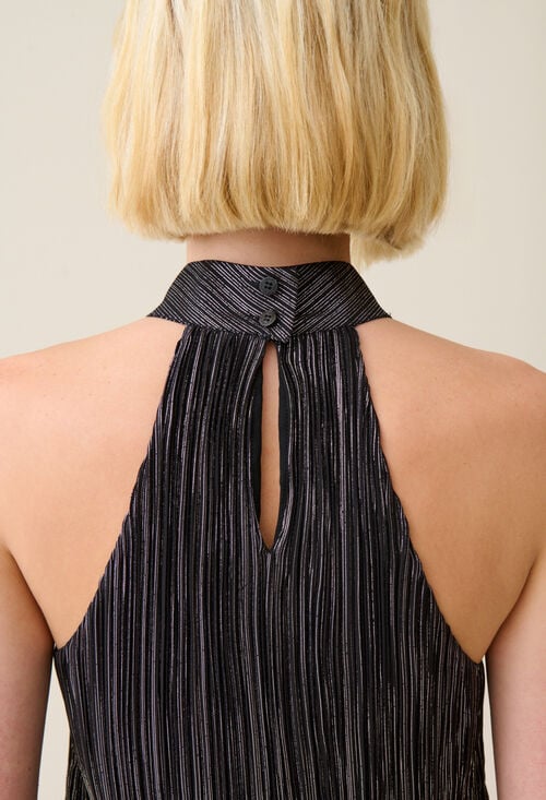 Claudie Top Sans Manches Plissé Argenté Pour Femme