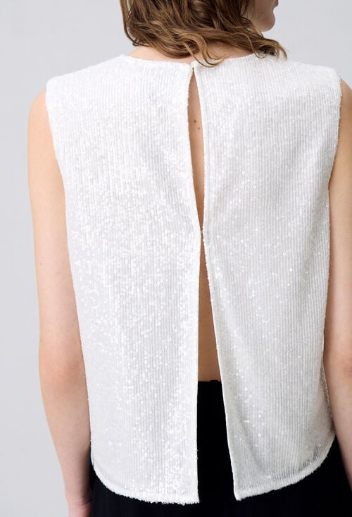 Claudie Top Sans Manches Sequins écru Pour Femme