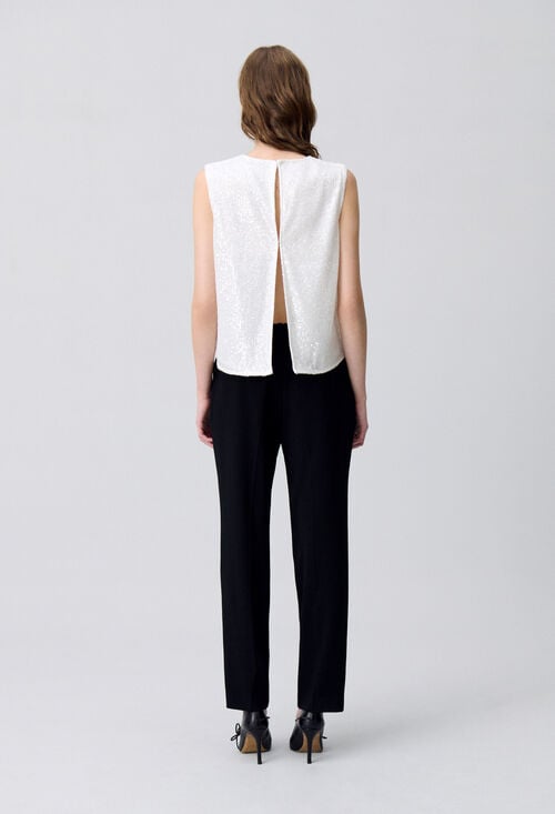 Claudie Top Sans Manches Sequins écru Pour Femme
