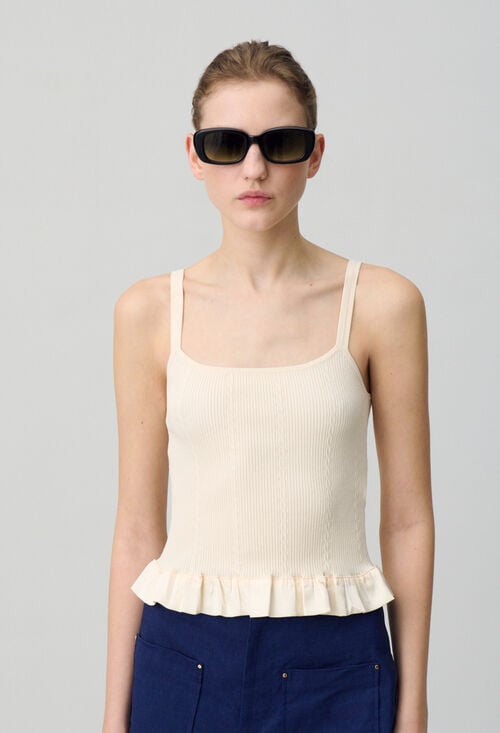 Claudie Top Satiné à Volants Pour Femme