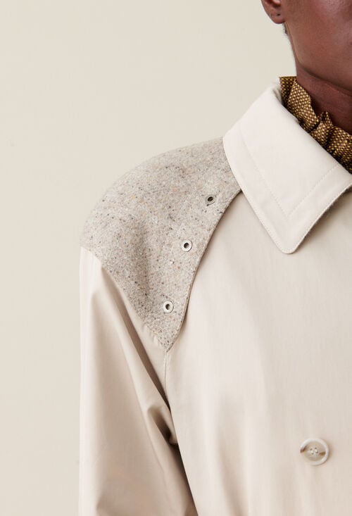 Claudie Trench Long Bi-matière Pour Femme