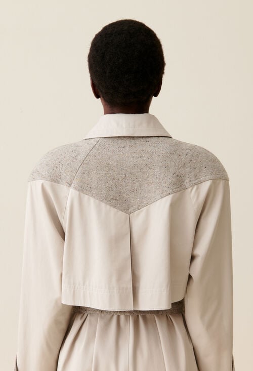 Claudie Trench Long Bi-matière Pour Femme