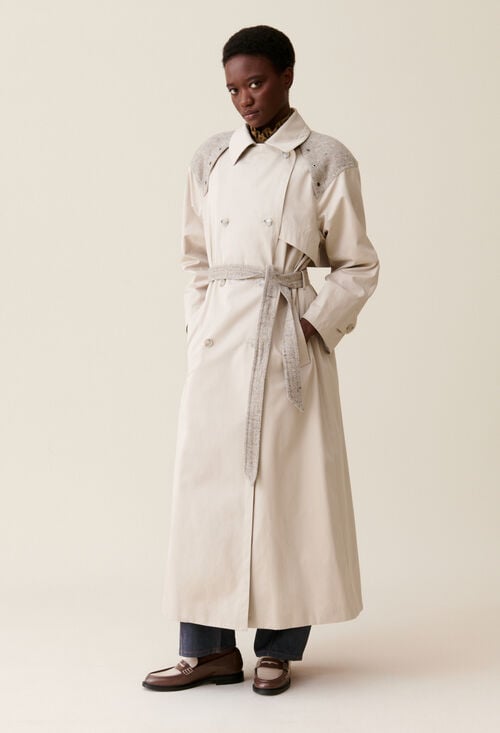 claudie Trench long bi-matière pour femme