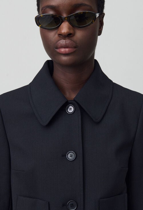 Claudie Veste Boîte Laine Mélangée Noir Pour Femme