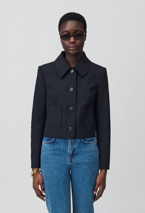 Claudie Veste Boîte Laine Mélangée Noir Pour Femme