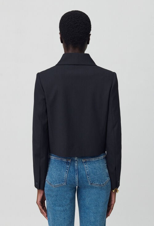 Claudie Veste Boîte Laine Mélangée Noir Pour Femme