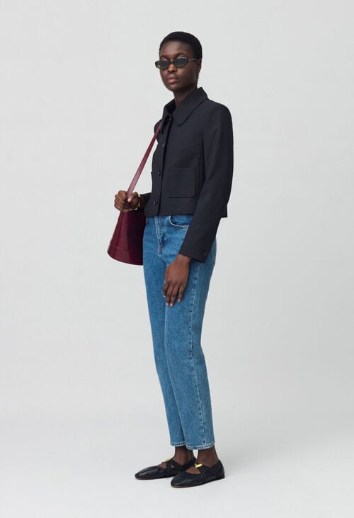 claudie Veste boîte laine mélangée noir pour femme