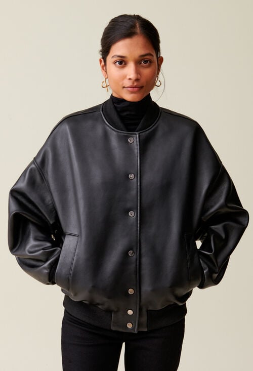 Claudie Veste Bomber Cuir Jean Toto Pour Femme