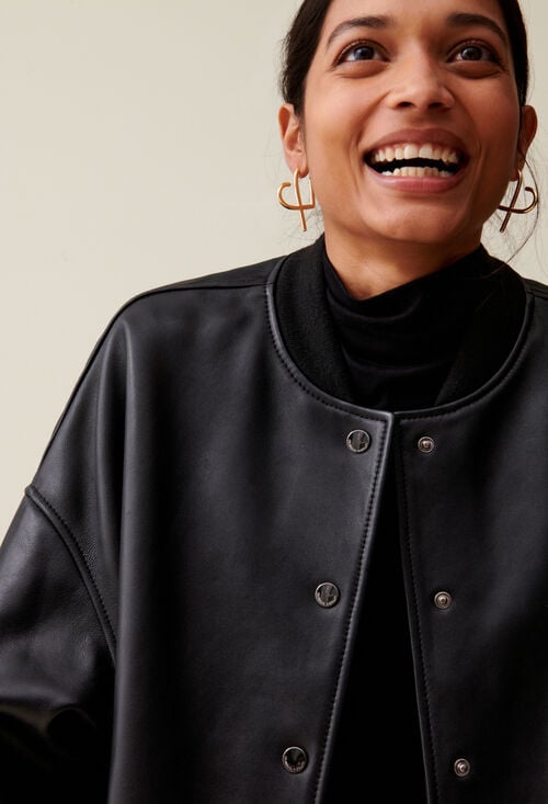 Claudie Veste Bomber Cuir Jean Toto Pour Femme