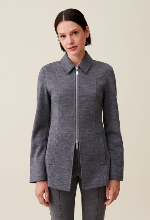 Claudie Veste Cintrée Zippée Grise Pour Femme