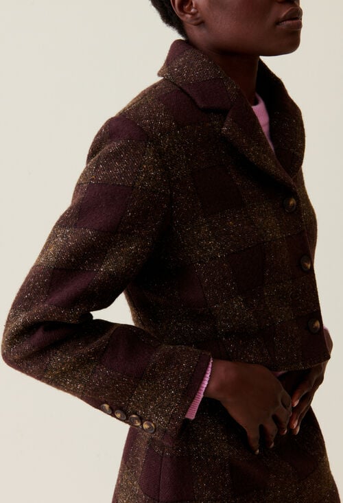 Claudie Veste Courte Carreaux Boutonnée Pour Femme