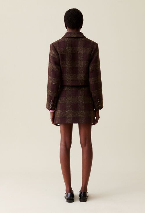 Claudie Veste Courte Carreaux Boutonnée Pour Femme