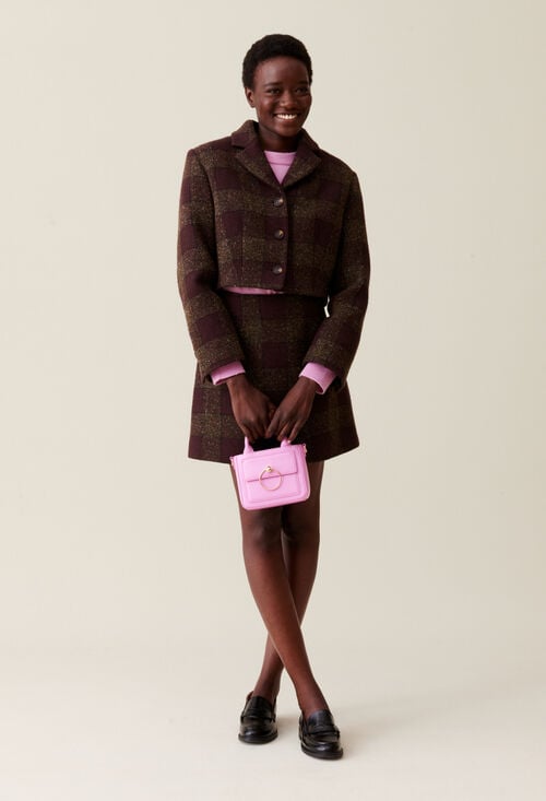 claudie Veste courte carreaux boutonnée pour femme