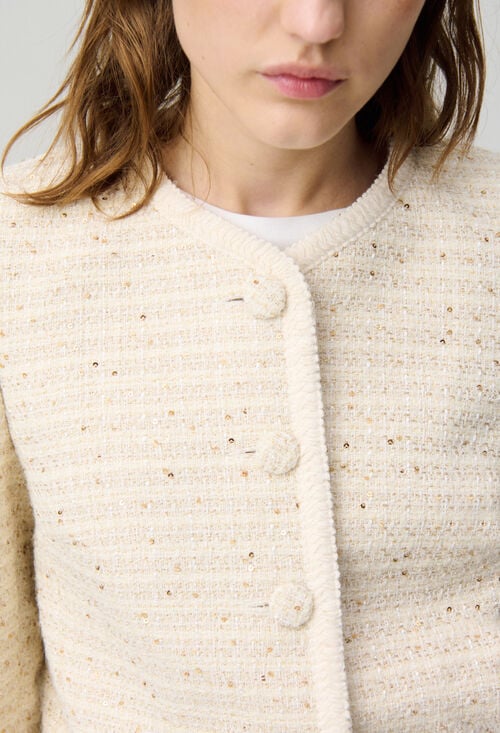 Claudie Veste Courte Tweed Boutonné Pour Femme